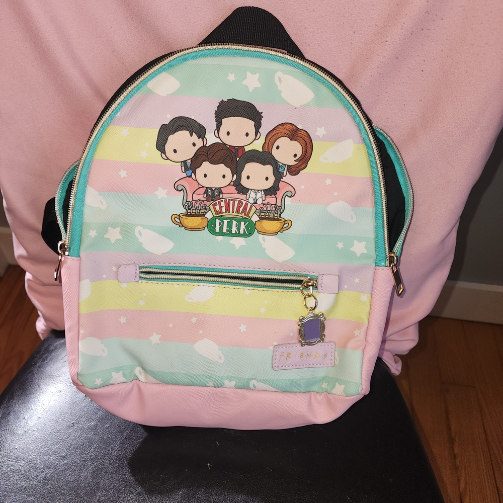 FRIENDS Pastel Stripe Central Perk Kids Backpack - Pink & Mint & Yellow